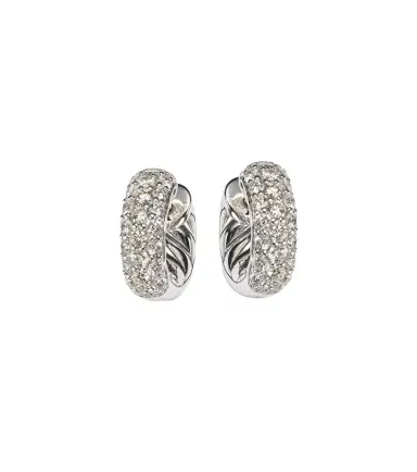 David Yurman DY Mercer Micro sterling silver hoop earrings with diamonds | Thumbnail 1
