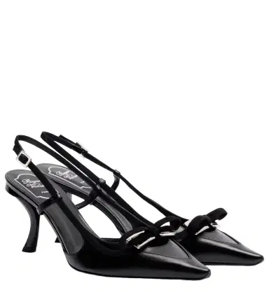 Roger Vivier Virgule 75 leather slingback pumps | Thumbnail 1 Roger Vivier Virgule 75 leather slingback pumps | Thumbnail 1