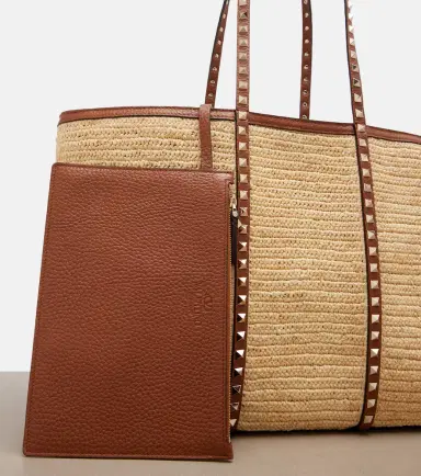 Valentino Garavani Rockstud Large raffia tote bag | Thumbnail 3