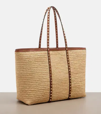 Valentino Garavani Rockstud Large raffia tote bag | Thumbnail 4