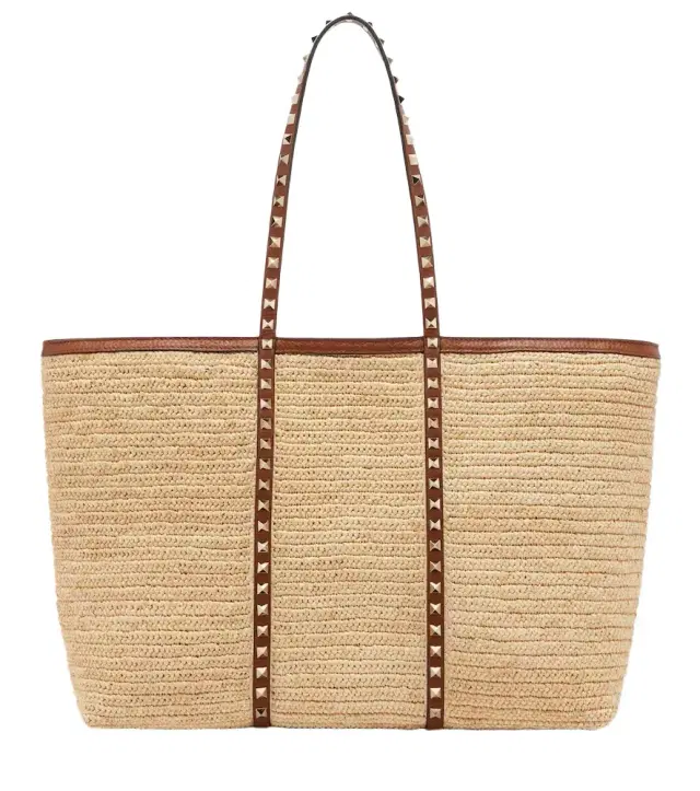 Valentino Garavani Rockstud Large raffia tote bag