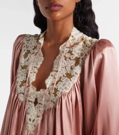 Chloé Chloé Lace-trimmed silk satin minidress | Thumbnail 3 Chloé Chloé Lace-trimmed silk satin minidress | Thumbnail 3