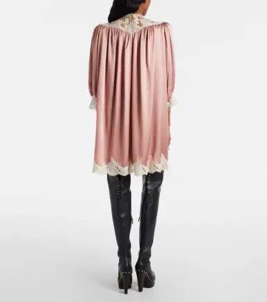 Chloé Chloé Lace-trimmed silk satin minidress | Thumbnail 4 Chloé Chloé Lace-trimmed silk satin minidress | Thumbnail 4