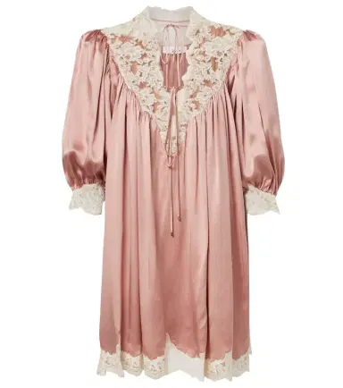 Chloé Chloé Lace-trimmed silk satin minidress | Thumbnail 1 Chloé Chloé Lace-trimmed silk satin minidress | Thumbnail 1