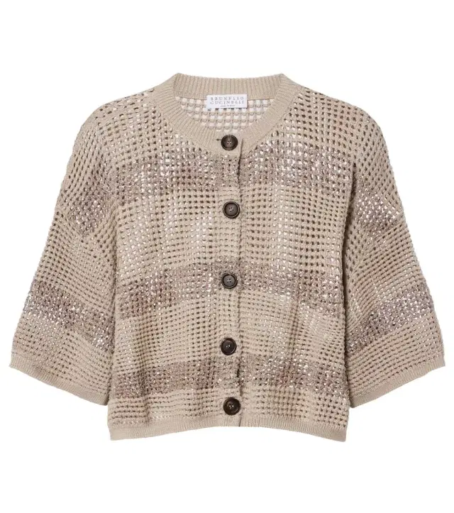 Sequined cotton cardigan