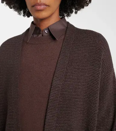 Brunello Cucinelli Cotton-blend lamé cardigan | Thumbnail 4