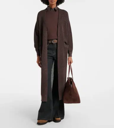 Brunello Cucinelli Cotton-blend lamé cardigan | Thumbnail 5