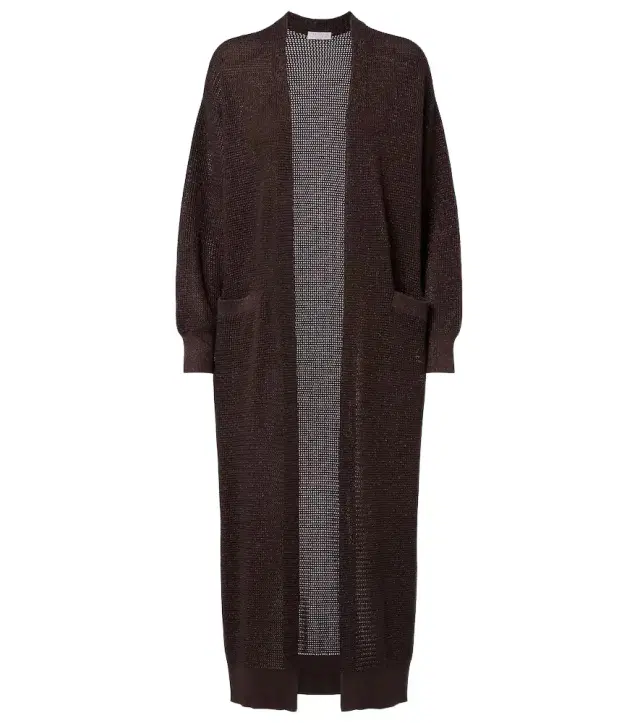 Cotton-blend lamé cardigan