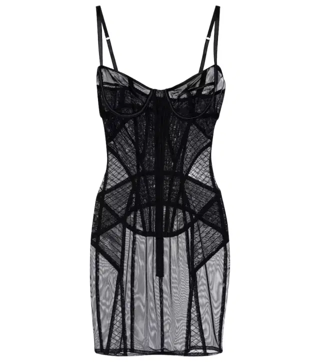 Ruched sheer tulle minidress