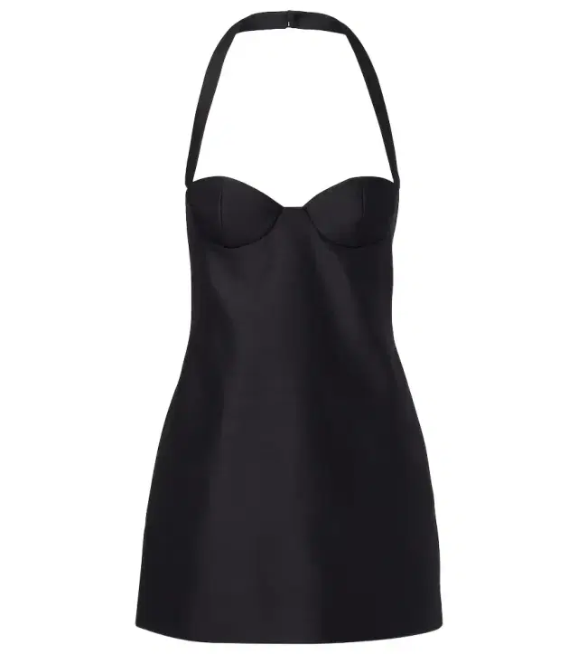 Halterneck wool-blend bustier dress