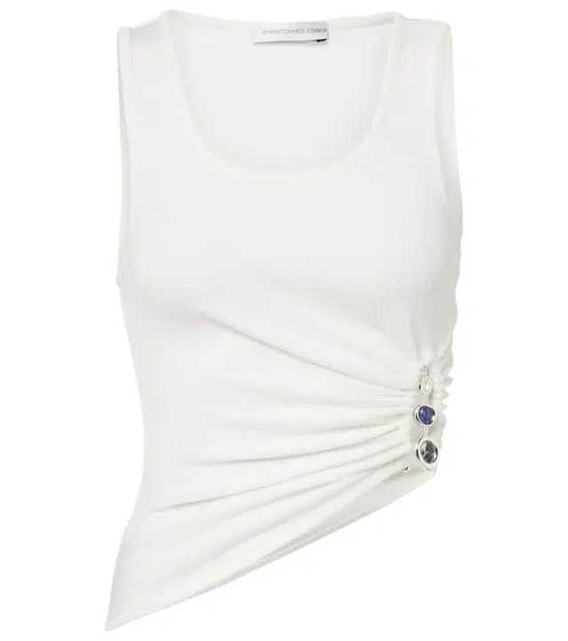 Droplet Crystal embellished ruched tank top
