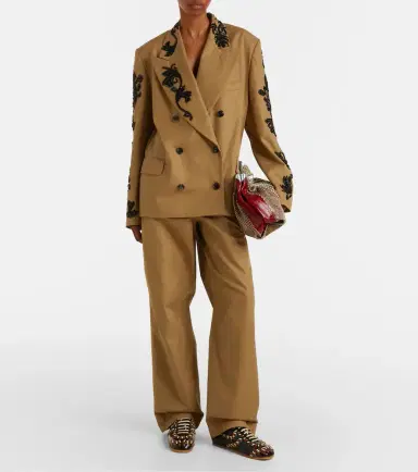 Dries Van Noten Embellished cotton double-breasted blazer | Thumbnail 3 Dries Van Noten Embellished cotton double-breasted blazer | Thumbnail 3
