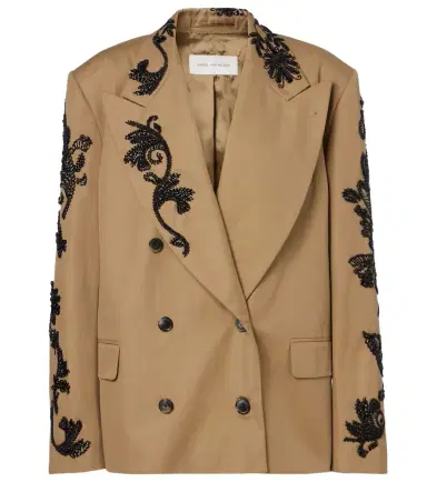 Dries Van Noten Embellished cotton double-breasted blazer | Thumbnail 1 Dries Van Noten Embellished cotton double-breasted blazer | Thumbnail 1