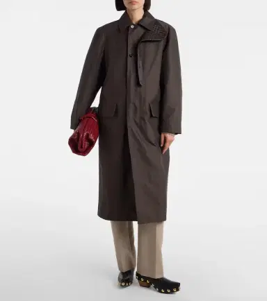 Bottega Veneta Intrecciato leather-trimmed trench coat | Thumbnail 3