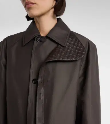 Bottega Veneta Intrecciato leather-trimmed trench coat | Thumbnail 4
