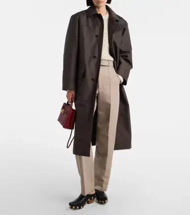 Bottega Veneta Intrecciato leather-trimmed trench coat | Thumbnail 6