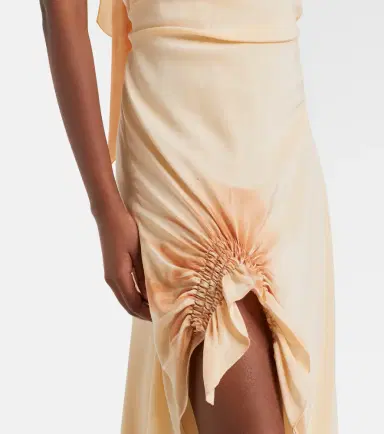 Victoria Beckham Asymmetric smocked silk cocktail dress | Thumbnail 2
