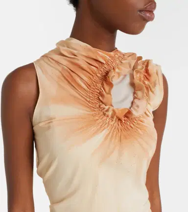 Victoria Beckham Asymmetric smocked silk cocktail dress | Thumbnail 4