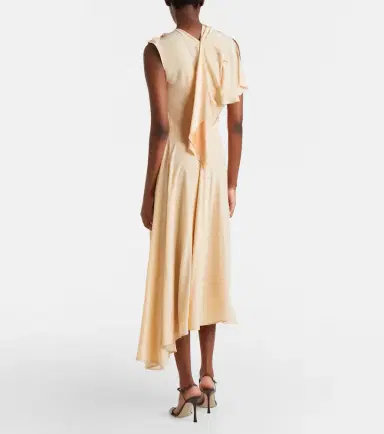Victoria Beckham Asymmetric smocked silk cocktail dress | Thumbnail 6