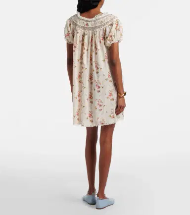 DÔEN Dôen Floral lace-trimmed cotton poplin minidress | Thumbnail 3