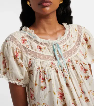 DÔEN Dôen Floral lace-trimmed cotton poplin minidress | Thumbnail 5
