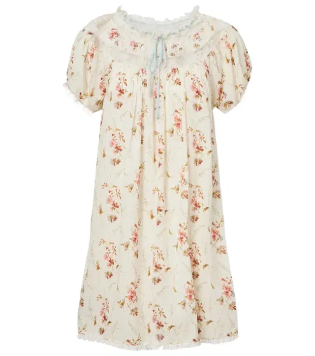 Dôen Floral lace-trimmed cotton poplin minidress