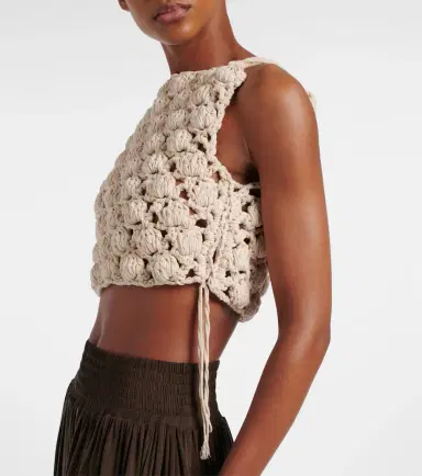 Balmain Crochet cotton crop top | Thumbnail 4