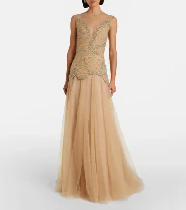 Costarellos Arabella embellished tulle gown | Thumbnail 4