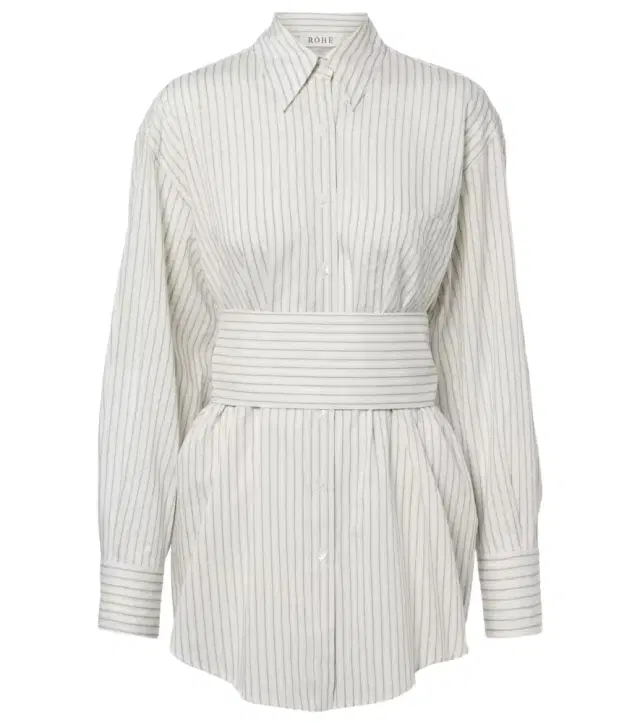Róhe Belted striped silk and cotton shirt