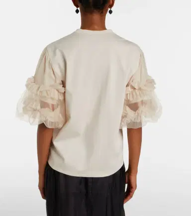 Noir Kei Ninomiya Ruffled tulle-trimmed cotton T-shirt | Thumbnail 5