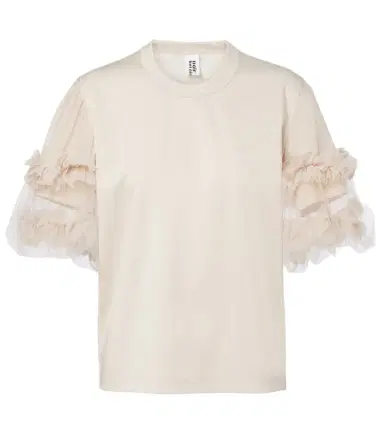 Noir Kei Ninomiya Ruffled tulle-trimmed cotton T-shirt | Thumbnail 1