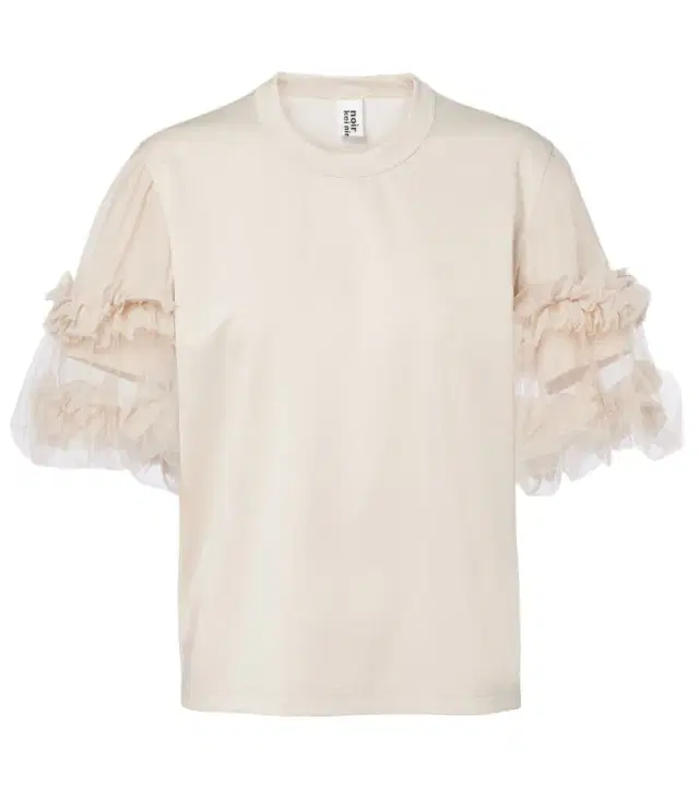 Ruffled tulle-trimmed cotton T-shirt