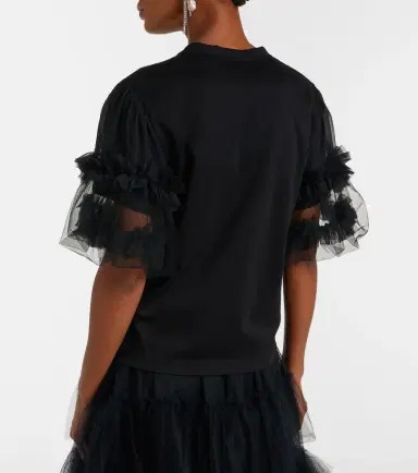 Noir Kei Ninomiya Ruffled tulle-trimmed cotton T-shirt | Thumbnail 2