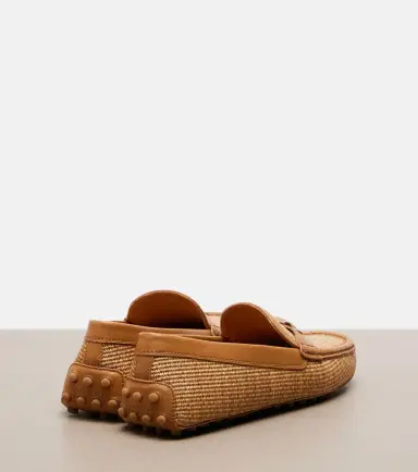 Tod's Gommino leather-trimmed raffia loafers | Thumbnail 2 Tod's Gommino leather-trimmed raffia loafers | Thumbnail 2