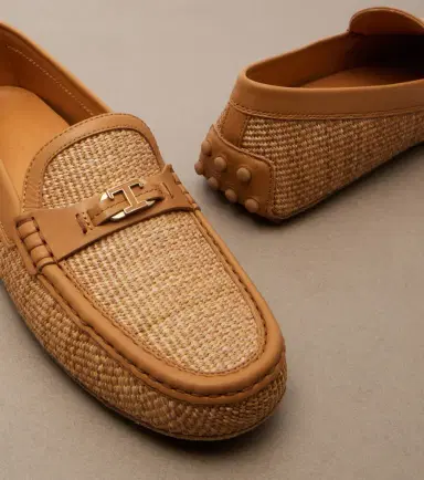 Tod's Gommino leather-trimmed raffia loafers | Thumbnail 4 Tod's Gommino leather-trimmed raffia loafers | Thumbnail 4