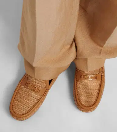 Tod's Gommino leather-trimmed raffia loafers | Thumbnail 5 Tod's Gommino leather-trimmed raffia loafers | Thumbnail 5