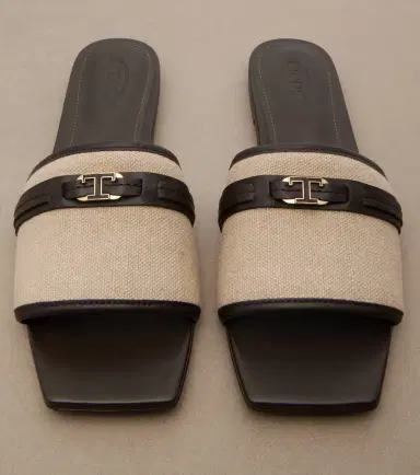 Tod's Leather-trimmed raffia slides | Thumbnail 3
