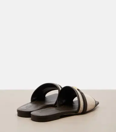 Tod's Leather-trimmed raffia slides | Thumbnail 4
