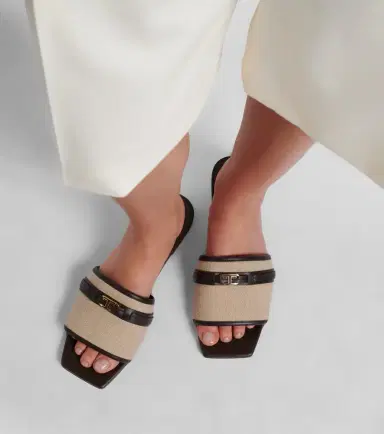 Tod's Leather-trimmed raffia slides | Thumbnail 5