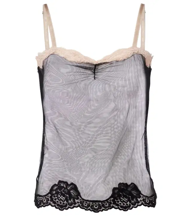 Valentino Lace-trimmed sheer mesh camisole