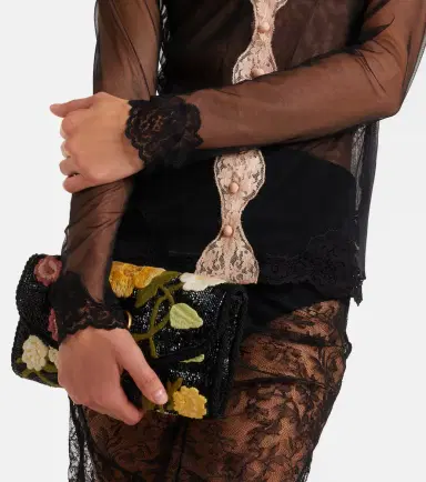 Valentino Lace-trimmed sheer mesh cardigan | Thumbnail 3 Valentino Lace-trimmed sheer mesh cardigan | Thumbnail 3