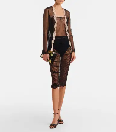 Valentino Lace-trimmed sheer mesh cardigan | Thumbnail 4 Valentino Lace-trimmed sheer mesh cardigan | Thumbnail 4