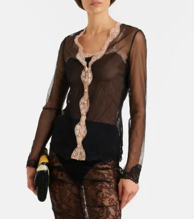 Valentino Lace-trimmed sheer mesh cardigan | Thumbnail 6 Valentino Lace-trimmed sheer mesh cardigan | Thumbnail 6