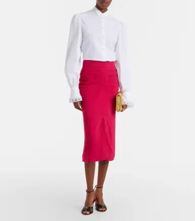Valentino Gathered crêpe pencil skirt | Thumbnail 3 Valentino Gathered crêpe pencil skirt | Thumbnail 3