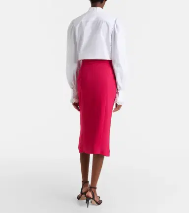 Valentino Gathered crêpe pencil skirt | Thumbnail 4 Valentino Gathered crêpe pencil skirt | Thumbnail 4