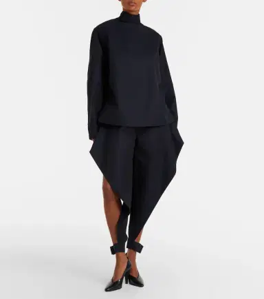 Alaïa Alaïa Ruffled cotton gabardine tapered pants | Thumbnail 2 Alaïa Alaïa Ruffled cotton gabardine tapered pants | Thumbnail 2