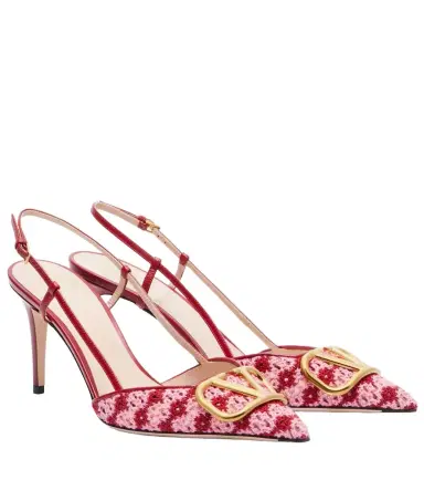 Valentino Garavani VLogo Signature crochet slingback pumps | Thumbnail 1 Valentino Garavani VLogo Signature crochet slingback pumps | Thumbnail 1