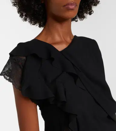 Junya Watanabe Asymmetric lace-trimmed midi dress | Thumbnail 2