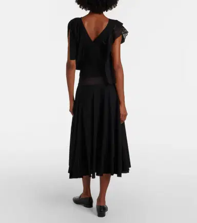 Junya Watanabe Asymmetric lace-trimmed midi dress | Thumbnail 3