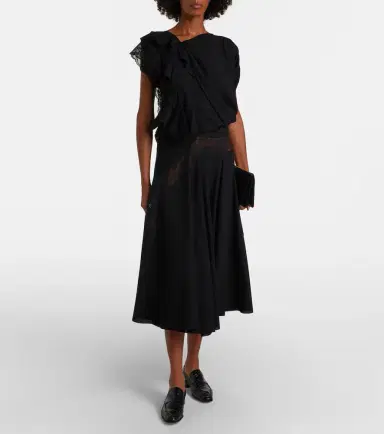 Junya Watanabe Asymmetric lace-trimmed midi dress | Thumbnail 6